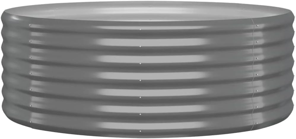 Patio Raised Bed Powder-coated Steel,Vegetable Planters,Herb Planting Box,Plants Planters,Balcony Planters,Outdoor Planter,Oval Shape Planter,for Patios,Balconies,39.4"x39.4"x14.2" Gray