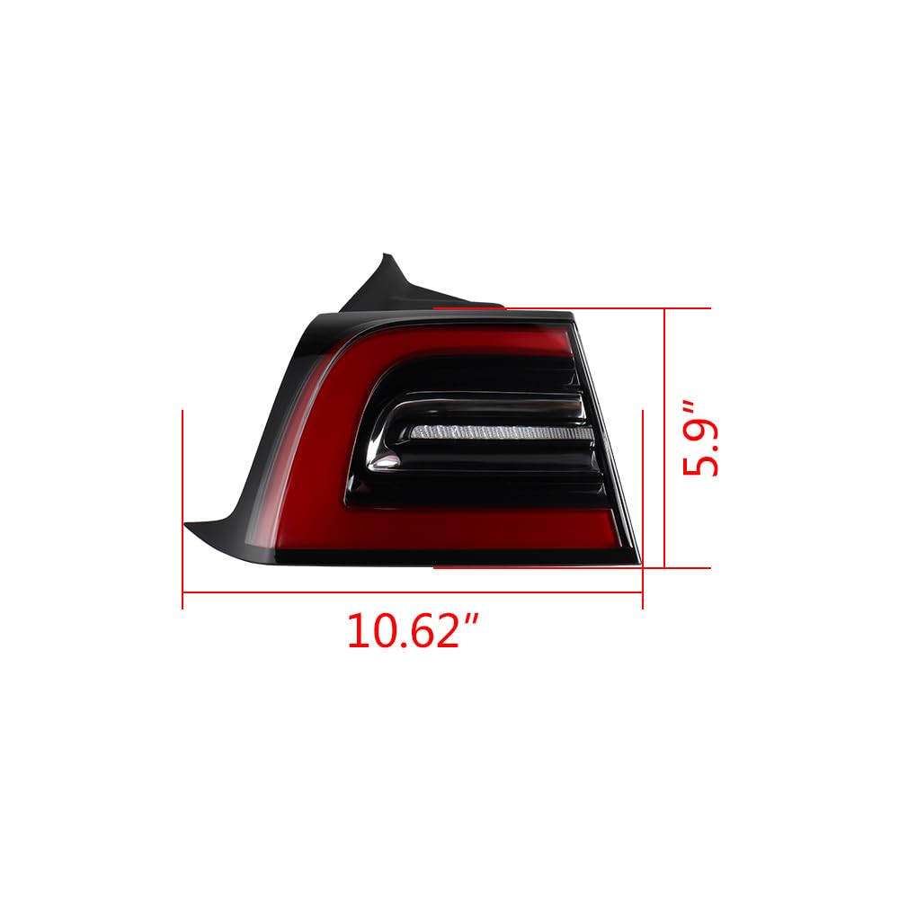 amopacorp Clear Lens Red Running Brake Lamp Amber Turn Signal LED Outer Tail Light Assembly for 2020-2023 Tesla Model 3, Model Y, US 4-Pin Version, Replaces 1502086-00-D (LH) / 1502087-00-D (RH)