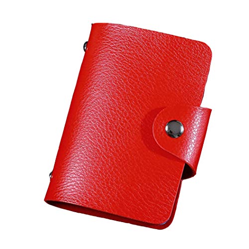 Fashion PU Leather Function 24 Bits Card Case Business Card Holder Men Women Credit Passport Card Bag ID Passport Card Wallet (Red)