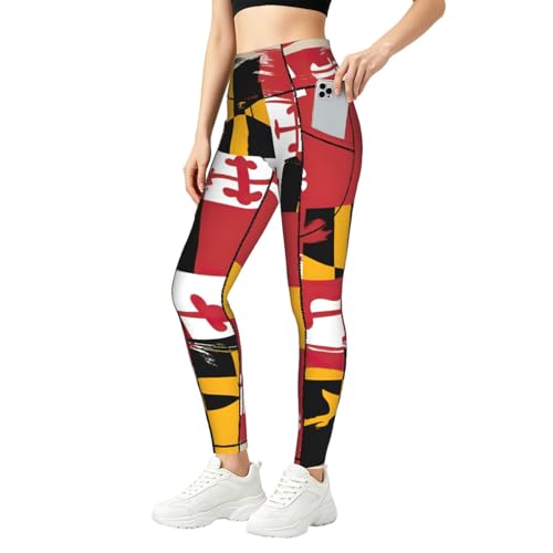 Pantalones de yoga para mujer con estampado de Maryland, leggings de gimnasio de cintura alta