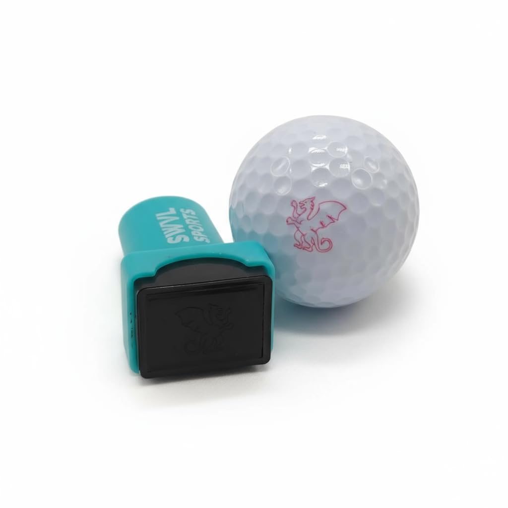 SWVL Sports Large Golf Ball Stamp Markers, Japanese Inks, Cool Design Stampers (Red Dragon)