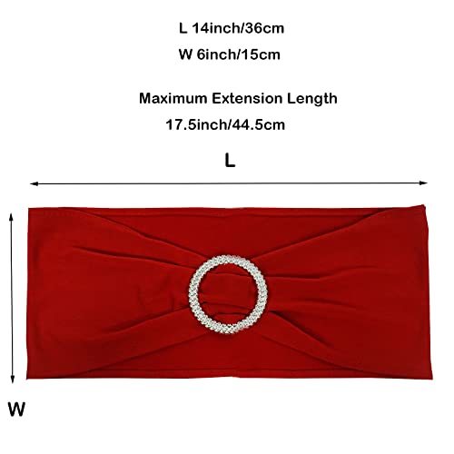 Maiangel Spandex Chair Sashes Bands 50PCS Stretch Chair Ties Bows with Buckle Slider for Wedding Party Banquet Decoration (Red) - Thumbnail 5