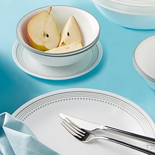 Image of Corelle Dinnerware Set (4pc Set, Mystic Gray)-Set for 4 | Includes 4 x Side Plates | 80% Recycled Glass | 3 X More Durable, Half the Space & Weight of Traditional Ceramic