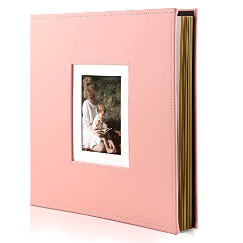 Golden State Art, Overall Size 12.8X13.2 Self-Adhesive Magnetic Photo Album Diy Scrapbook For Various Size Pictures -Leather Cover (Pink,40 Pages/20 Sheets,1 Rectangle Cover Opening) #TOP12
