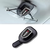 Car Sunglasses Holder Compatible with Juke 370Z 350Z GTR Skyline Z Nismo Leather and Alloy Car Glasses Clip Sunglasses Holders for Car Visor car Interior Accessories