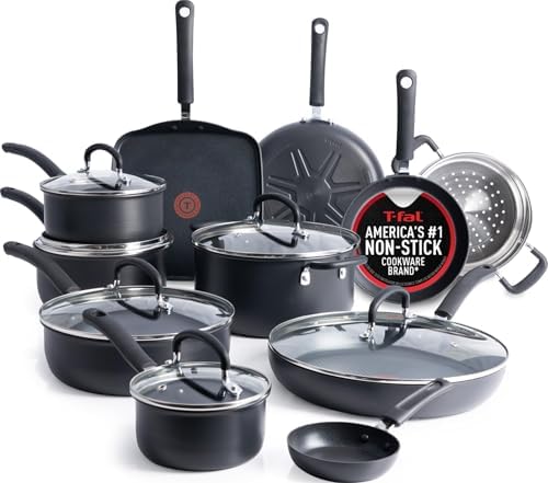T-Fal Ultimate Hard Anodized Nonstick Pots and Pans Set 17 Piece,...