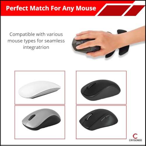 Image of Crysendo Ergonomic Mouse Wrist Rest Support | Gliding Palm Rest Pad with Double Support for Wrist Pain Relief & Pressure Release | Mouse Pad for Office, Gaming, Coding, Work Desk (Black)