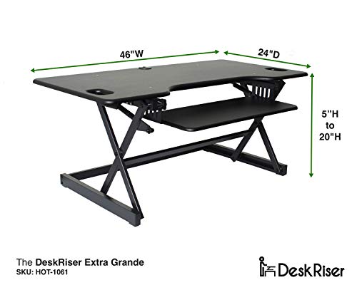 Standing Desk Converter | Adjustable Desk Riser | 46 In Wide Fits 3 Monitors With Sliding Keyboard Tray (Black, 46" Wide) #TOP1