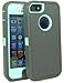 Brand New Iphone 5 5S Body Armor Defender - Comparable to Otterbox Defender + 1pc 3ft Data Cable (Dark Grey on Baby Blue Teal)