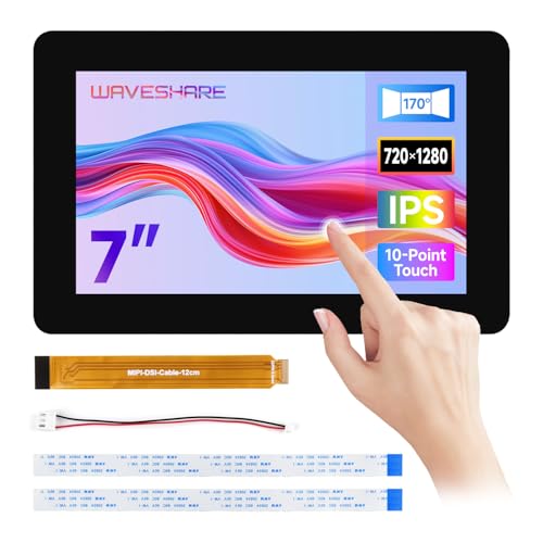 waveshare 7inch DSI Capacitive Touch Display, Compatible with Raspberry Pi 5/4B/3B/CM3/3+/4, 720×1280, IPS Panel, Optical Bonding Toughened Glass Panel, 10-Point Touch, Anti-Fingerprint Process