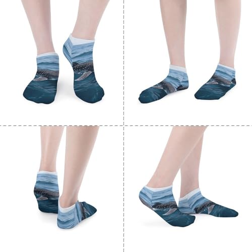 5 Pairs of Cotton Ankle Socks for Women Men Whale Shark Low Cut Socks for Running Hiking No Show Athletic Sock4