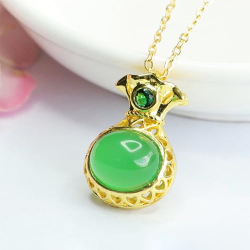 Collier Chrysoprase et Argent 925 plaqué Or | Pendentif Sac d'argent