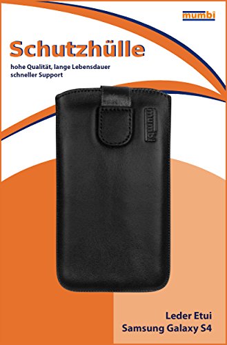 mumbi Prawdziwe skórzane etui kompatybilne z Samsung Galaxy S4 etui skórzane Case Wallet, czarne