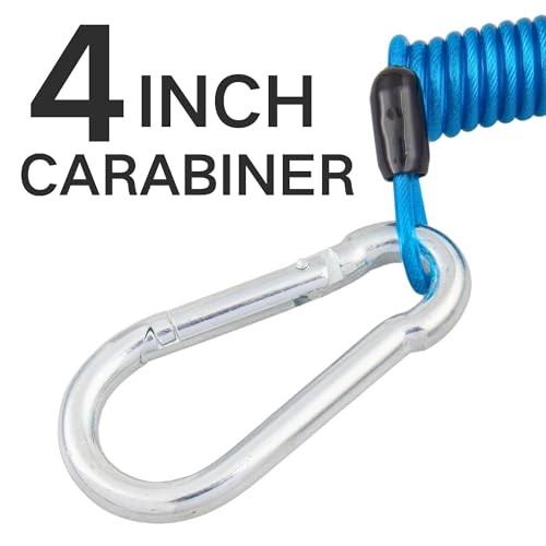 MECMO Trailer Breakaway Switch 5ft Brake Away Coiled Cable Large Carabiner, RV Camper Trailer Emergency Electric Break Switch with 5 Feet Stainless Steel Spring Towing Wire Safety Lanyard w/Pull Pin - Thumbnail 5