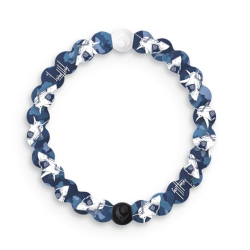 Lokai Silicone Beaded Bracelets for Women & Men Mako Shark (Extra Large) - Stylish Jewelry Fashion Bead Bracelet with Black & White Beads - Ring Bangle Slide-On Style Over Wrist for Comfortable Fit