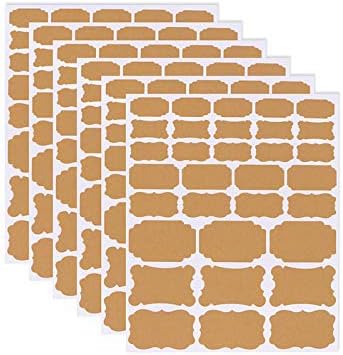 Kraft Labels Eco-Friendly Self Adhesive Kraft Paper Sticker DIY Small Blank Kraft Stickers Gift Tags for Essential Oil Bottles, Mason Jars and Gift Decoration, 6 Sheets (192pcs)