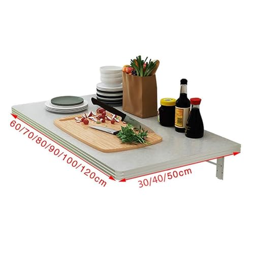 Table murale pliante 80x50 cm, bureau flottant en bois pour ordinateur - 3