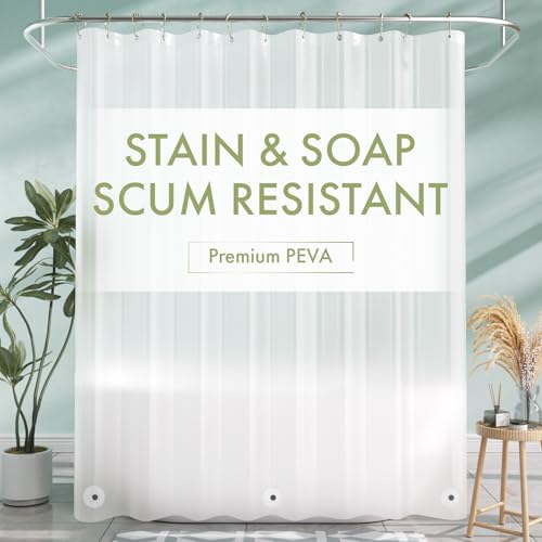 AmazerBath Shower Curtain Liner, 72x72 Plastic Frosted Shower Liner, Cute PEVA Shower Curtain Liners, Waterproof Vinyl Shower Curtain Liner with 3 Magnets, Lightweight Shower Curtains for Bathroom by AmazerBath - Used condition - US$7.04
