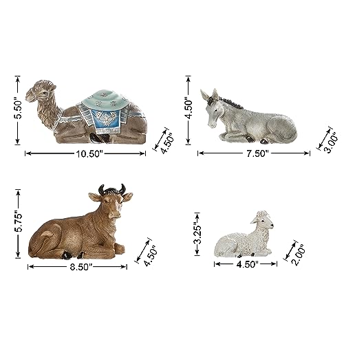 Image of Glitzhome Nativity Set for Christmas Indoor Decorations, 12-Piece Large Blue Nativity Figurines Sets 15.5 inch x 45.00 inch, Resin Tabletop Scenes Figures Xmas Collectibles Figurines Statue Holiday Decor