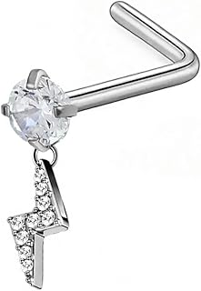 حلية متدلية على شكل حرف L من جيم ثاندر - ابيض وفضي