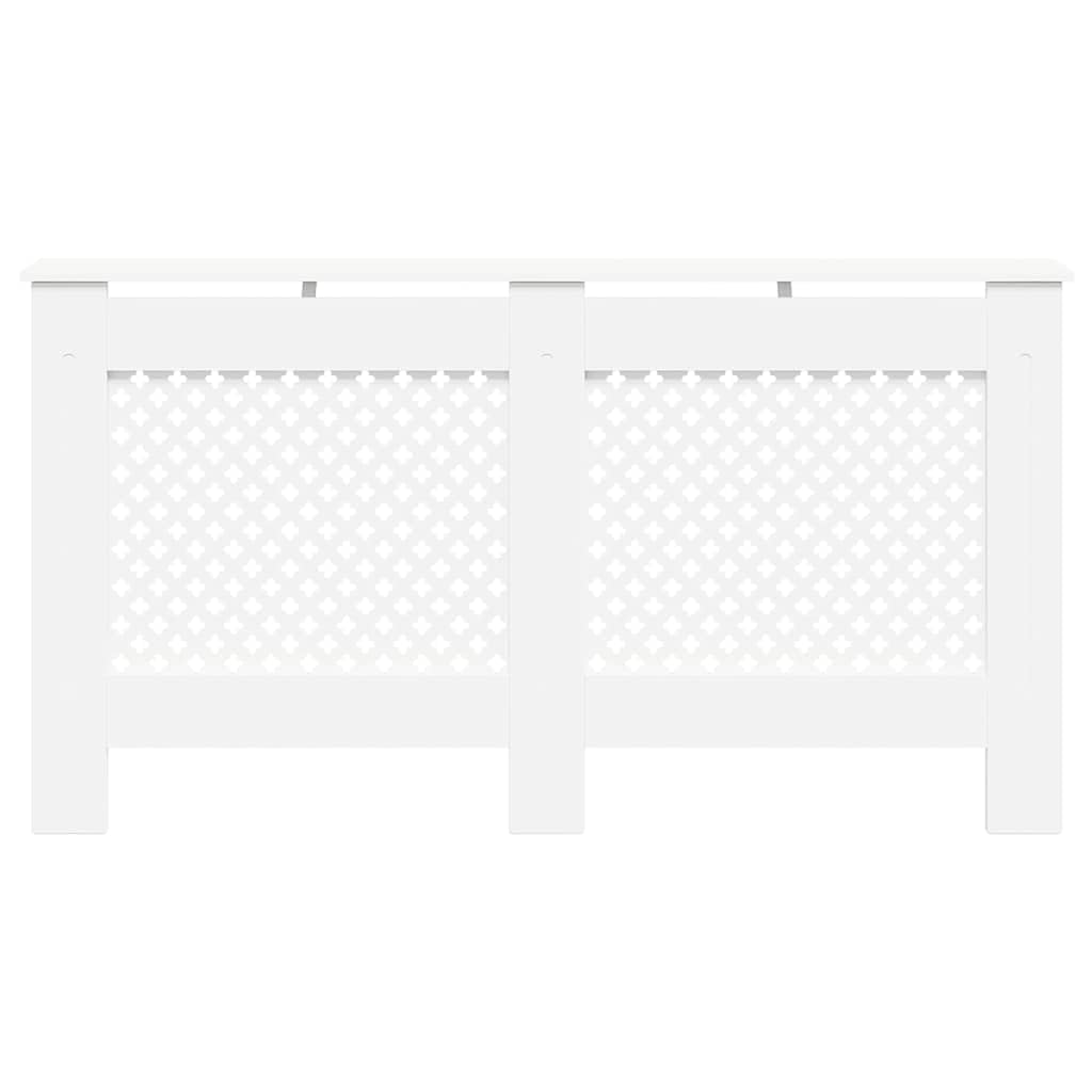 Mangloder Heizkörperverkleidungen 2 Stk Weiß aus MDF 152 x 19 x 81,5 cm, lattenförmiges Design, Heizkörper Abdeckung für Wohnzimmer, stabile Oberfläche für Deko und Ablage