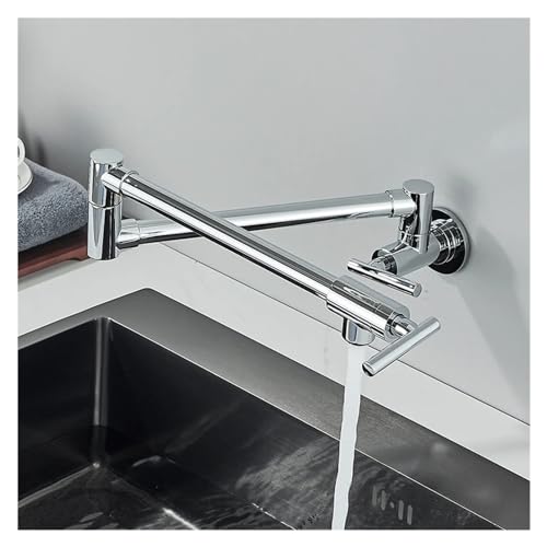Robinet de cuisine rétractable double bec avec bras articulé en laiton - 3