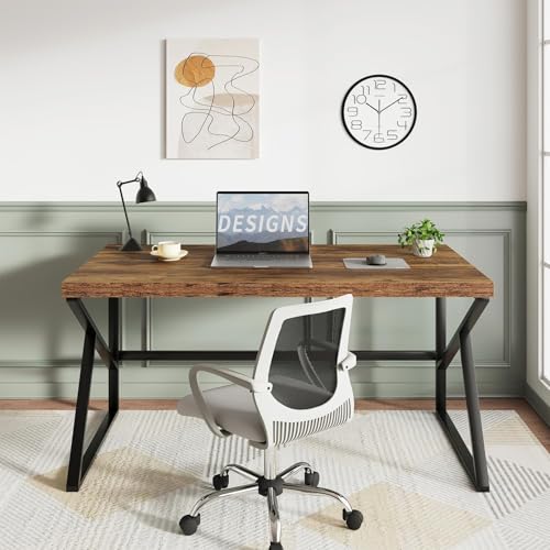 Image of Klaxon Study Table for Students and Adults, Computer Table for Home Office and Gaming, Wood and Metal, 120 x 45 cm, Forest Dark, DIY Assembly Kit Included (K Type FD INS)