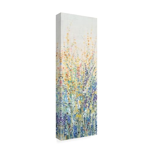 Wrapped Canvas Wall Art - Tim OToole 'Wildflower Panel I' Wall Art for Living Room, Bedroom, or Office Décor - 10x32 by Trademark Fine Art - Used condition - US$50.85