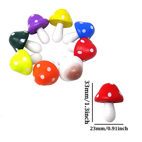 Honbay 24Pcs Wooden Miniature Mushroom Mini Mushroom Figurines Plant Flower Pots Ornaments For Fairy Garden Succulent Planter Moss Landscape Home Decor (8 Color) #TOP1