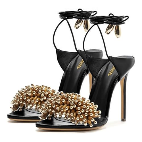 Zszszsu Women's Open Pointed Toe Fashion Sandals Stiletto High Heels Ankle Strap Self-tie Elegant Dress Party Daily Wear Shoes Size 4-16 US4