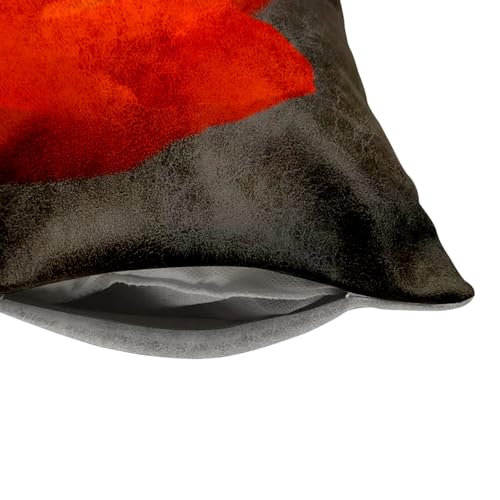 Coussin similicuir blanc toucher cuir coquelicot inclus