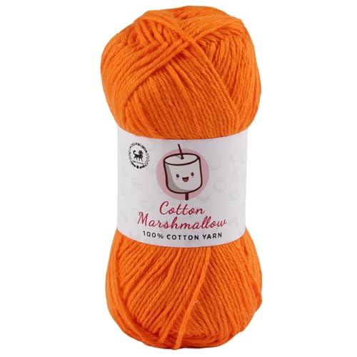 Image of NESTNHAVEN Cotton Marshmallow 100% Cotton Yarn - (50 g, 130 m) - Luxury Yarn for Crochet, Amigurumi, Embroidery, Toys, Garments, Flowers and Hobby Projects (Orange)