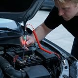 Automatyczny tester napięcia, tester napięcia DC 5-120 V DC, dwubiegunowy tester napięcia z cyfrowym wyświetlaczem, lampka kontrolna, zwijany drut sprężynowy, tester prądu do samochodów