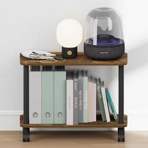 Furinno Turn-N-Tube Night Stand, 2-Tier Rectangle Nightstand with Wheels, Round Corner Side Table, End Table with Open Shelf, Toolless Assembly, for Living Room, Bedroom, Amber Pine - image 5