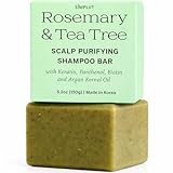 Rosemary & Tea-Tree Scalp Clarifying Shampoo Bar with Keratin, Panthenol, Biotin and Argan-Oil (5.2oz) | Sulfate Free, All Natural, Hair Moisturizing & Nourishing Soap, Deep Cleansing Solid Shampoo