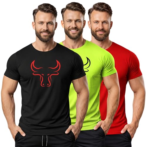 Image of 3Colours RGB Active Fit T-Shirt - Lightweight Polyester Sportswear-Bull