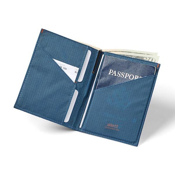 Allett Travel Wallet, Indigo Blue | Nylon, Thin Bifold, RFID Blocking, Minimalistic, Front Pocket | Holds Up To 10 Cards & Passport | For Men & Women3