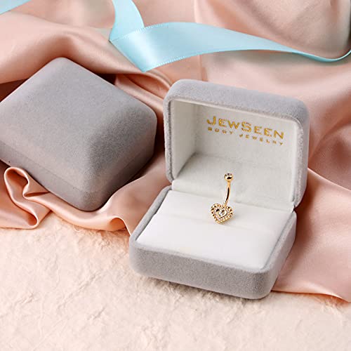 Jewseen 14K Gold Heart Belly Button Rings Belly Ring Sparkling Cz Navel Rings Belly Piercing Navel Bar Body Jewelry #TOP3