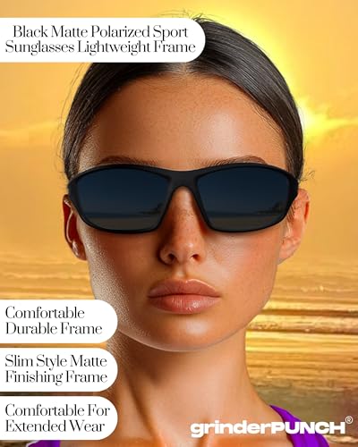 Image of grinderPUNCH Sport Polarized Sunglasses for Men & Women Baseball Running Cycling Fishing Golf Driving Shades Sun Glasses