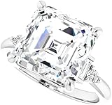 Moissanite Star 6 CT Asscher Colorless Moissanite Engagement Ring, Wedding Bridal Ring, Eternity Ste