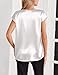 Zeagoo Womens Summer Tops 2025 Satin Shirts Loose Fit Dressy Short Sleeve Silk Blouses V Neck Clothes White