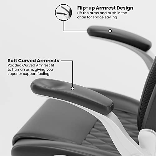 Image of Green Soul Bosco Premium Leatherette Office Chair, High Back Ergonomic Home Office Executive Chair with Cushion Seat, Flip-up Padded Armrests, 4-Stage Adjust Lumbar Support(Black)