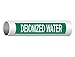 ComplianceSigns.com Deionized Water (White Legend On Green Background) Pipe Label Decal, 8x2 inch 5-Pack Vinyl for Pipe Markers