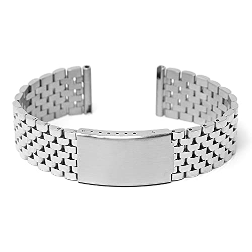 StrapsCo Stainless Steel Vintage Beads of Rice Quick Release Watch Bracelet Band Strap - Polished Silver - 21mm