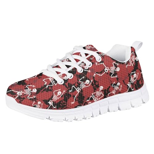 SYtrade Skelton Red Fashion Altheletic Sneakers Lightweight Running Shoes Breathable Mesh Sports Sock Shoes for Kids Boys Girls