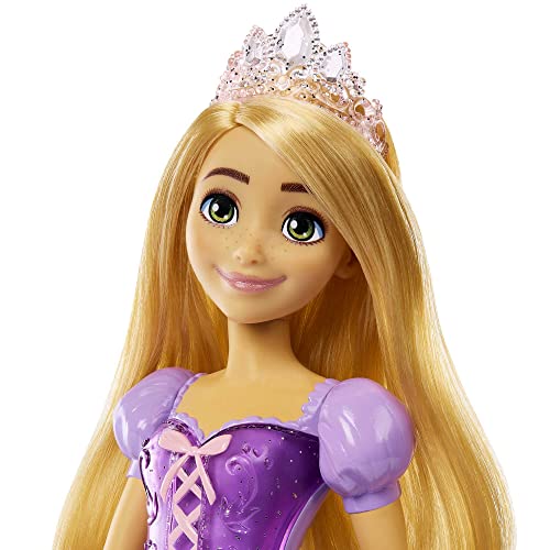 Mattel Disney Princesses Raiponce, Poupée Articulée Princesse , Inclus Une Tenue Du Film Scintillante, Couronne Diadème Et Accessoires De Poupée, Jouet pour Enfant de 3 ans et Plus, HLW10 HLW03