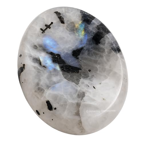 Image of Amazing Gemstone Rainbow Moonstone Worry Stone Crystals, Healing Stones