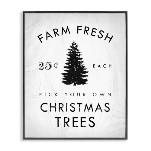 Vintage Christmas Tree Farm Sign, 16 x 20 Inch Framed Giclée Print