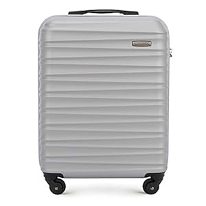 WITTCHEN Valise de Voyage Bagage à Main Valise Cabine Valise Rigide en ABS avec 4 roulettes pivotantes Serrure à Combinaison Poignée télescopique Groove Line Taille S Gris