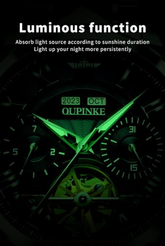 Image of OUPINKE Watches for Men Automatic Skeleton Self Winding Dress Wrist WatchBusiness Waterproof Luminous Tungsten